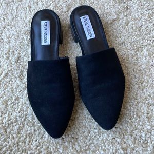 Steve Madden mules, black suede, EUC